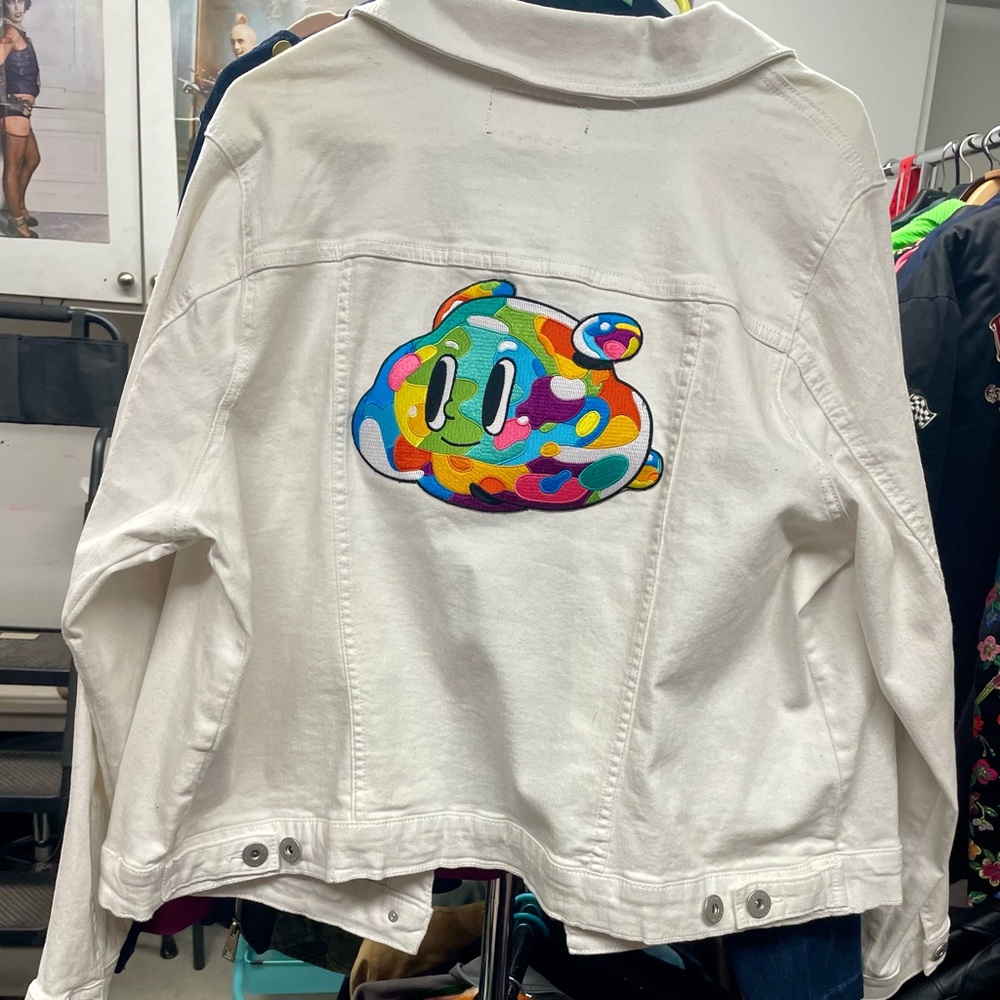 Torrid White Denim Jacket with Awesome Patch